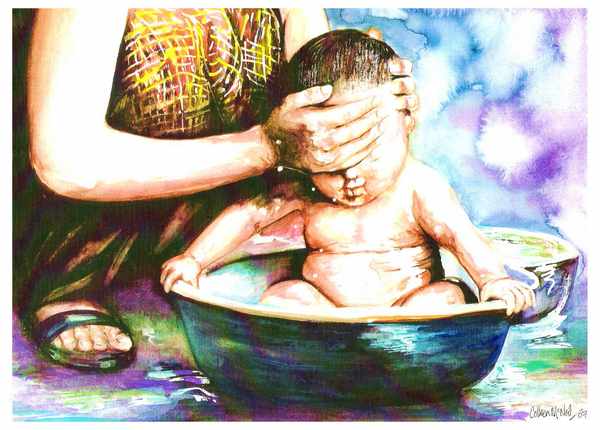 Bathing Baby by Colleen McNeil, artist